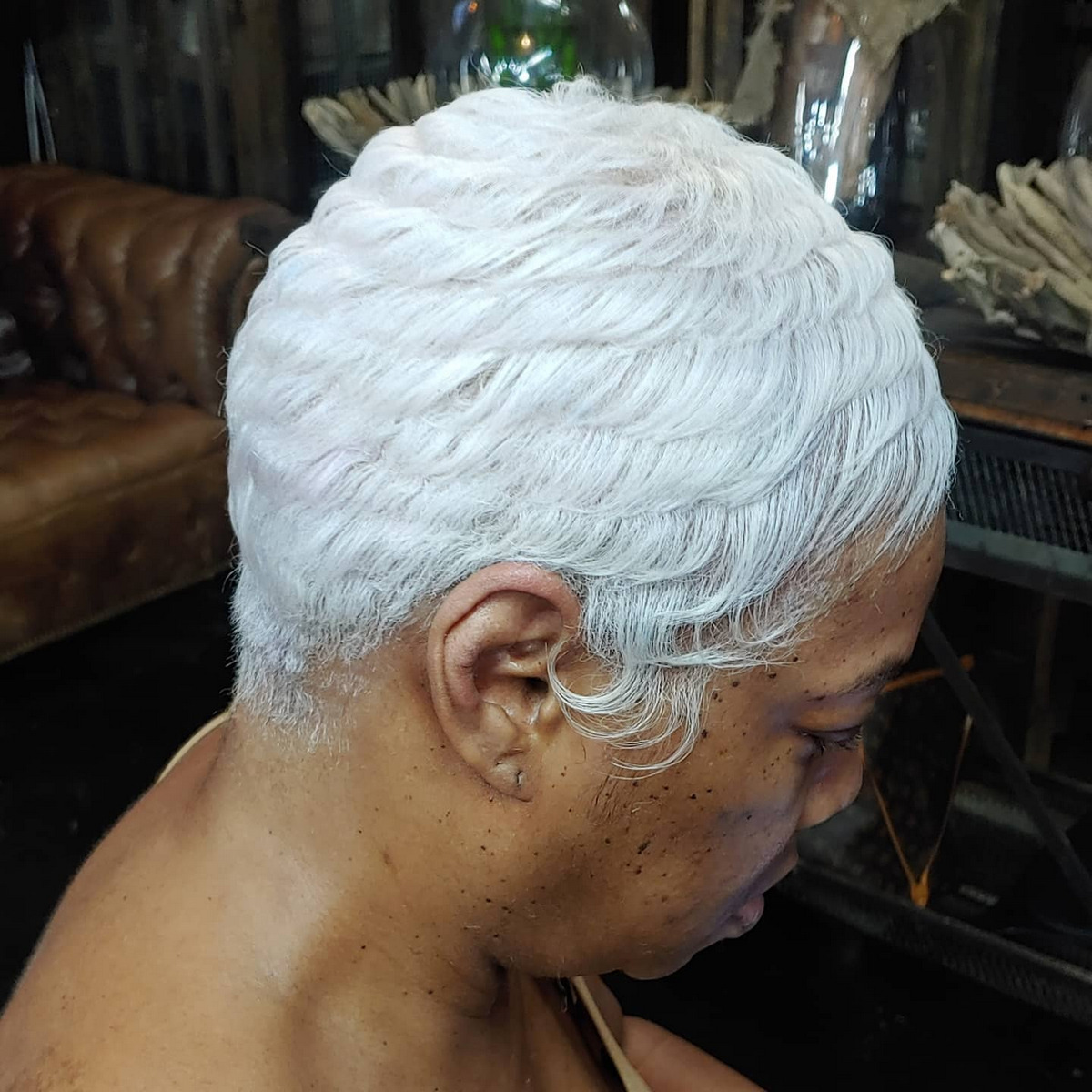 Pixie Cut With Platinum Color