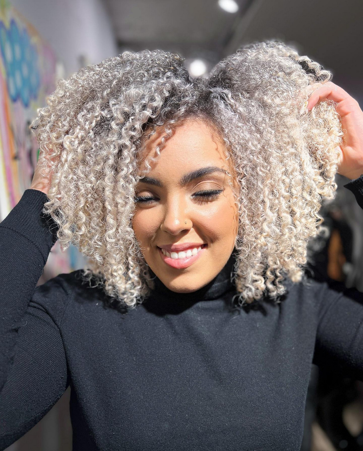 Platinum Blonde Curly Hair