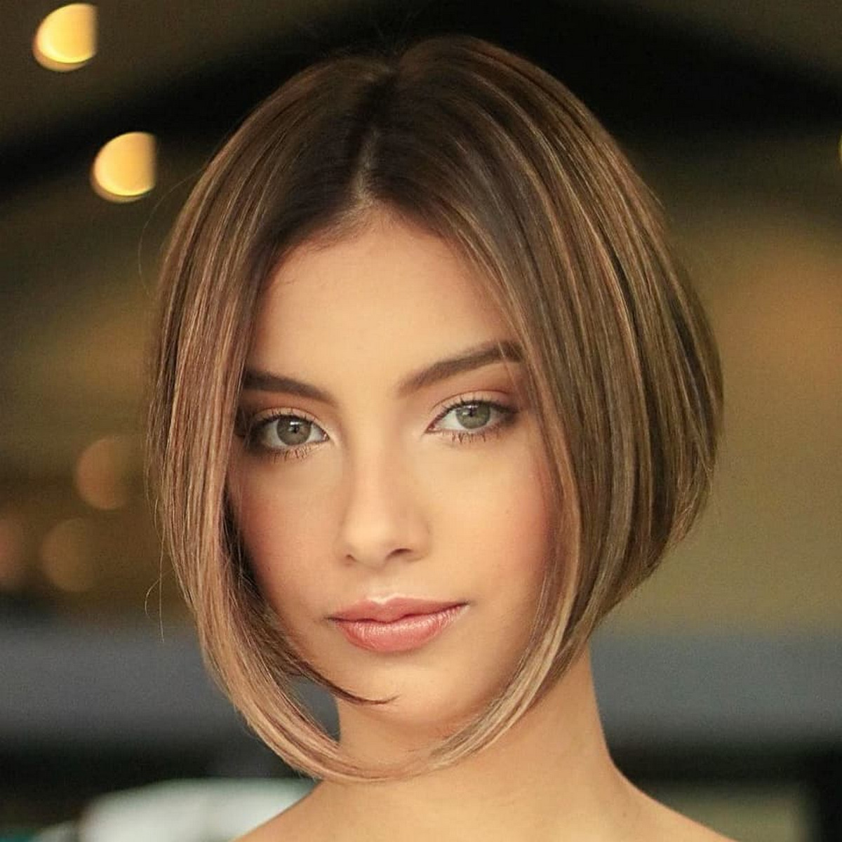 Light Brown A-Line Bob with Longer Front Ends