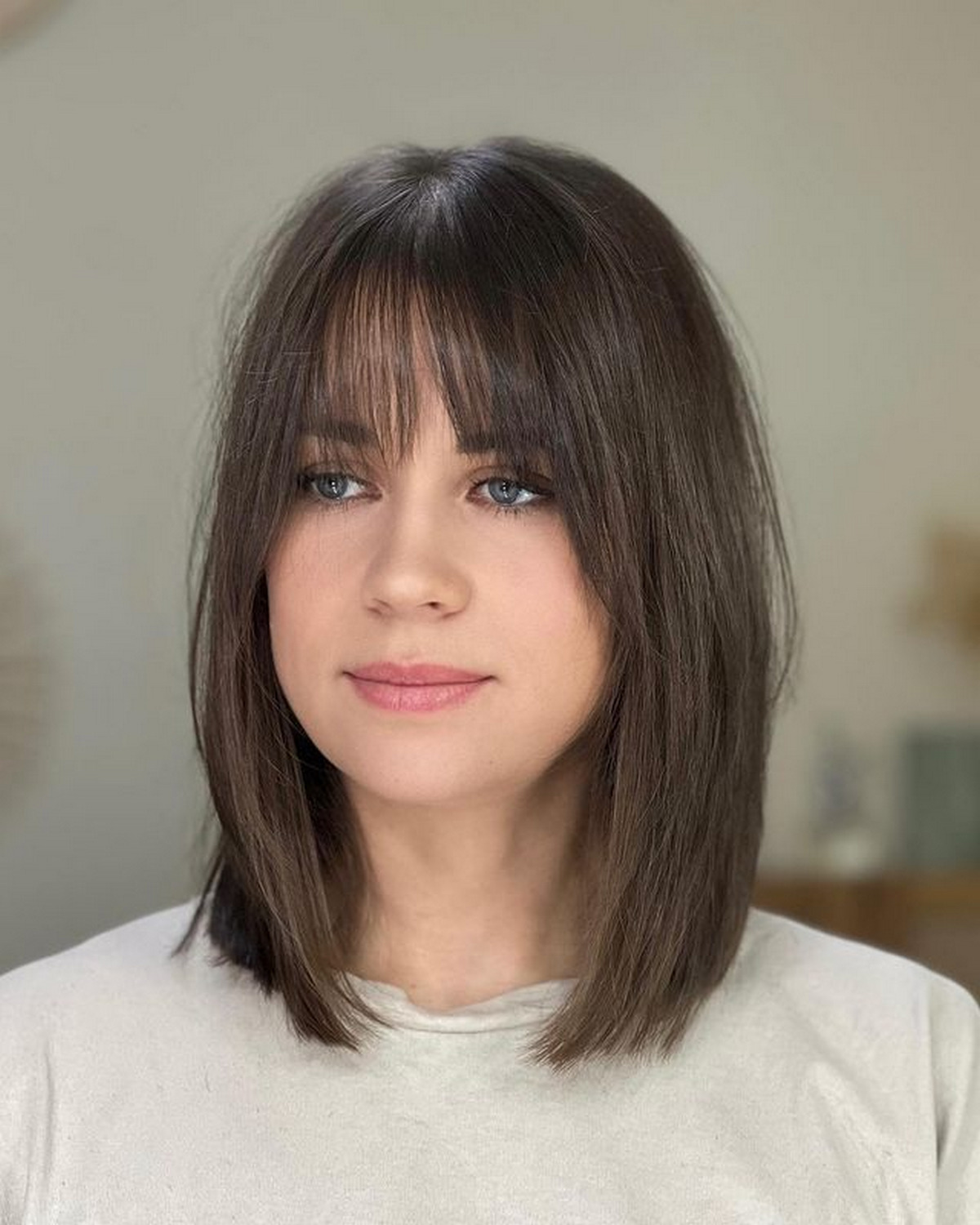 Lob Hair Cut With Wispy Bangs