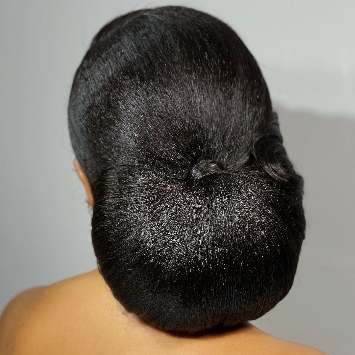Formal Shiny Black Low Updo