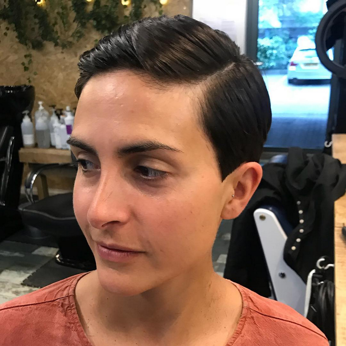 Slicked Back Short Wet Hair
