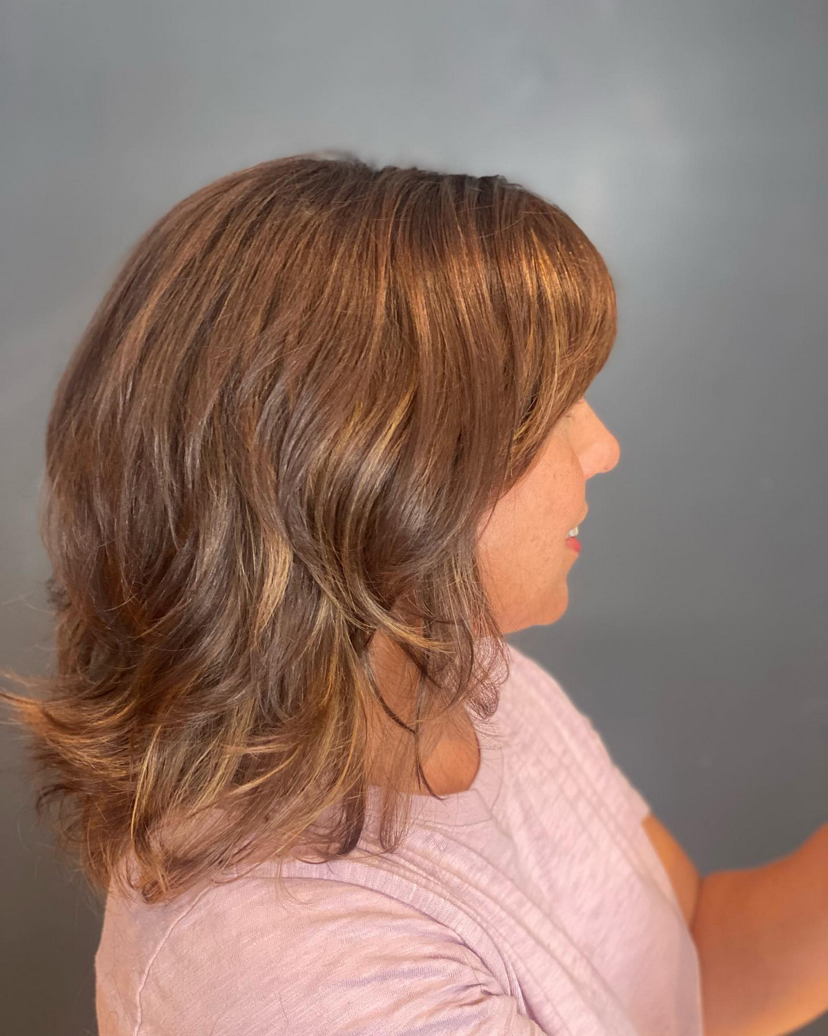 Layered Long Bob With Swoopy Bangs