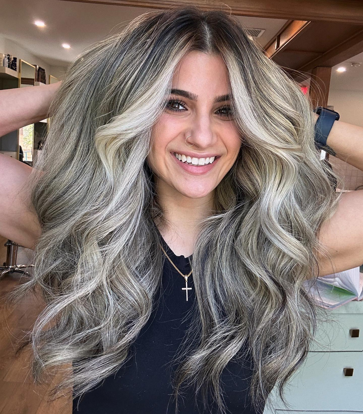 Ash Blonde Balayage Hair With Long Layers