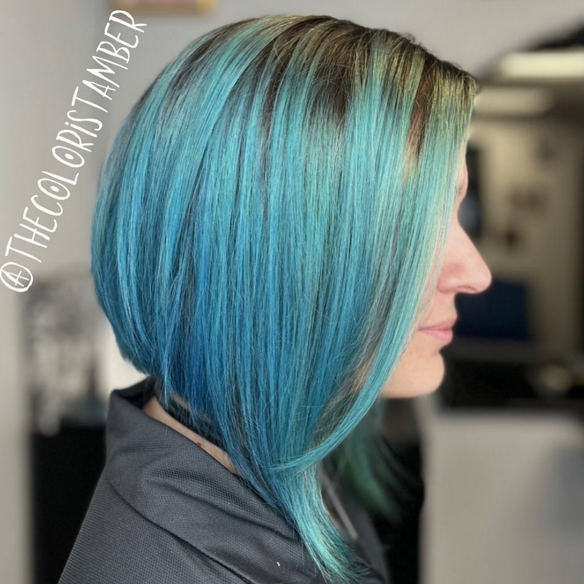 Blue Asymmetrical Bob