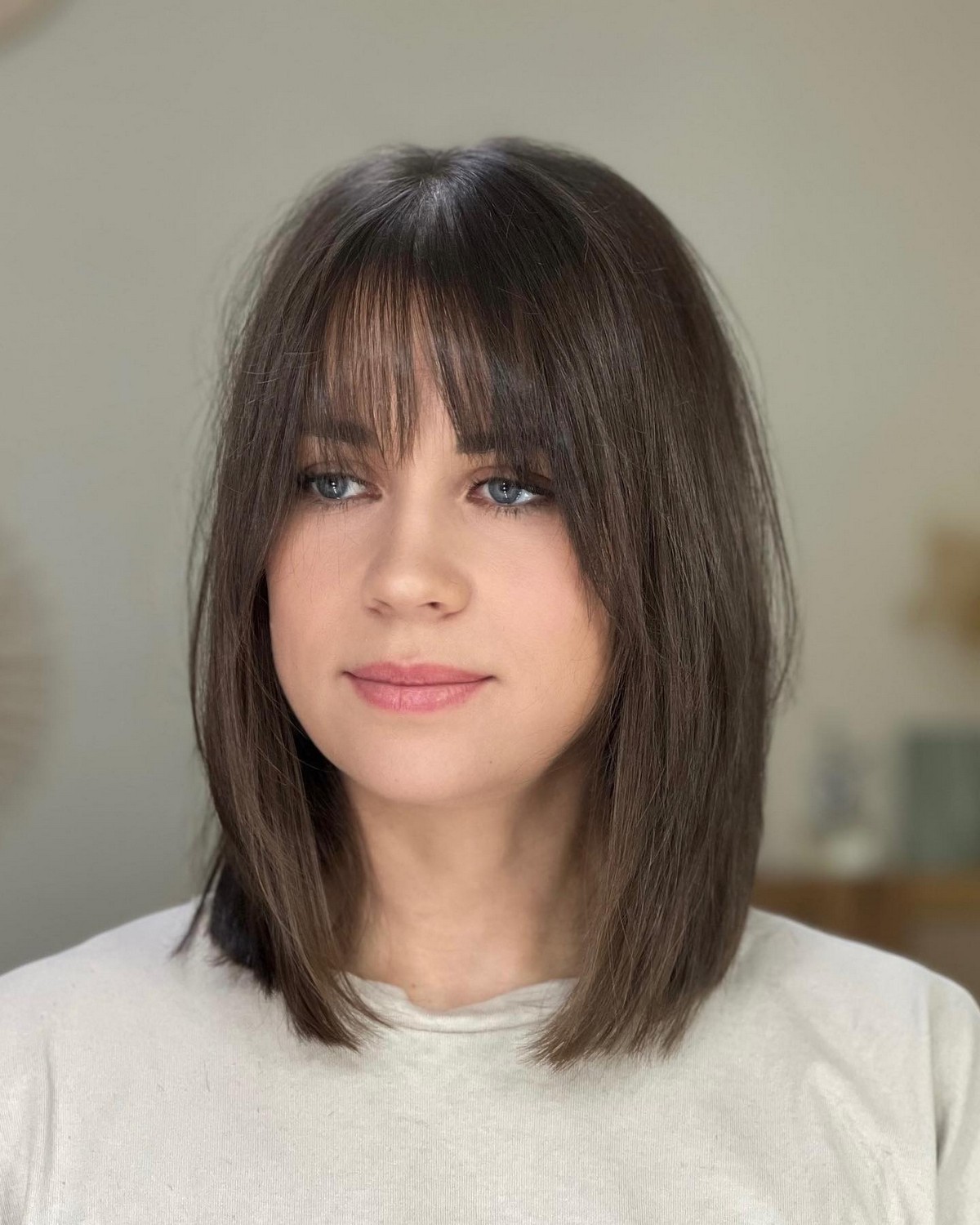 Lob Hair Cut With Wispy Bangs