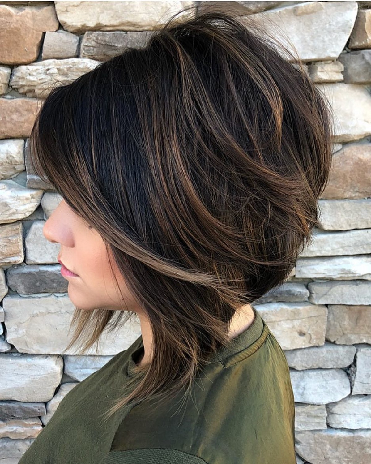 Choppy Bob With Swooping Layers and Elongated Front Pieces