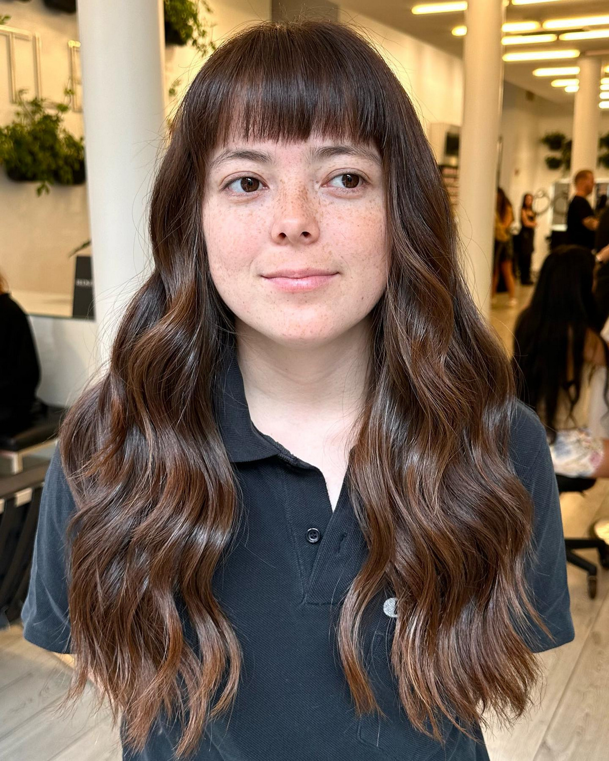 Long Layers Hair With Blunt Bangs