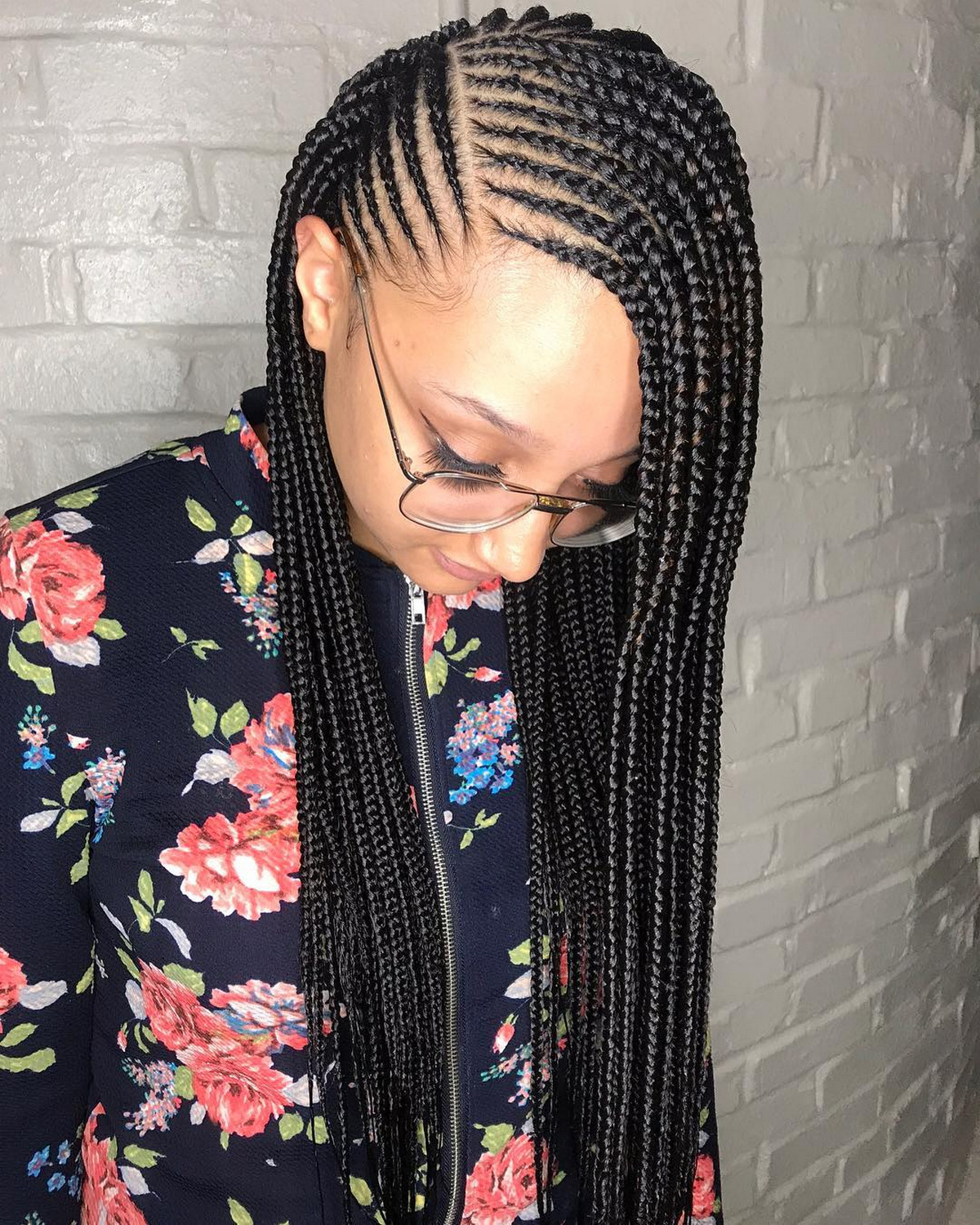 Side-Parted Loose Cornrows