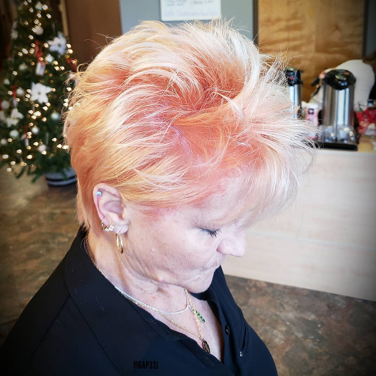 Pixie Cut With Coral Color 