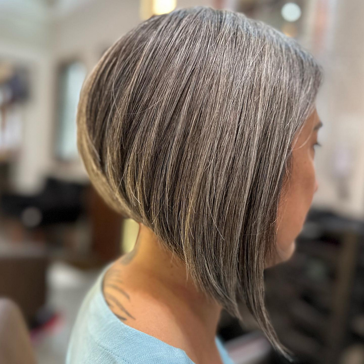 Salt and Pepper A-Line Cut