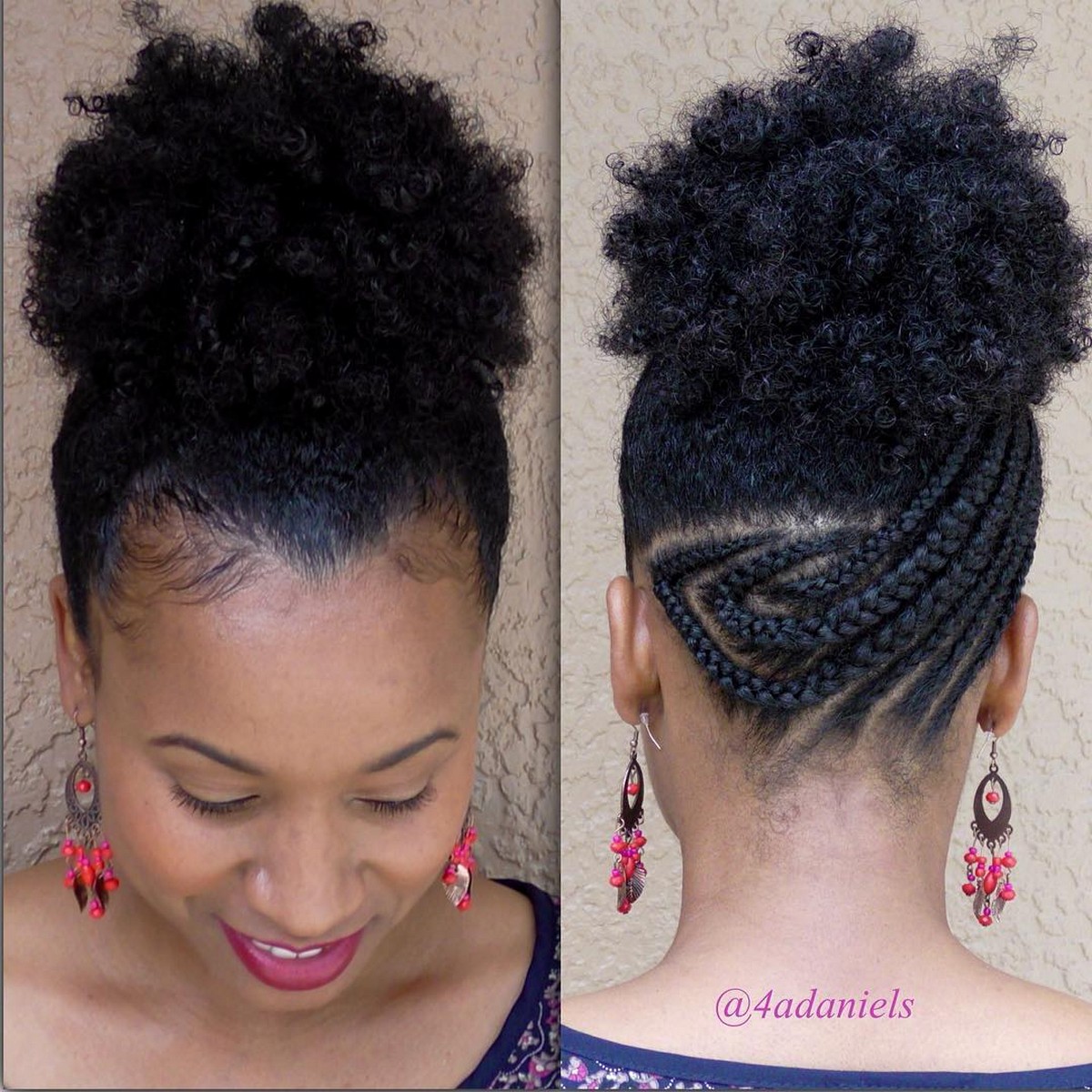 Cornrow Updo with Poofy Ponytail