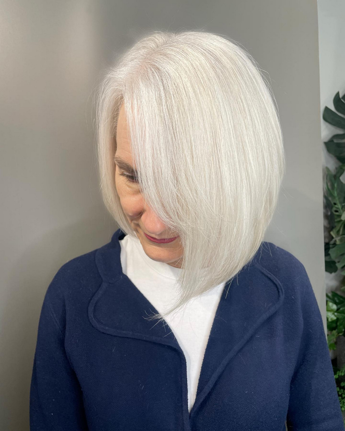 Ice White Asymmetrical Bob