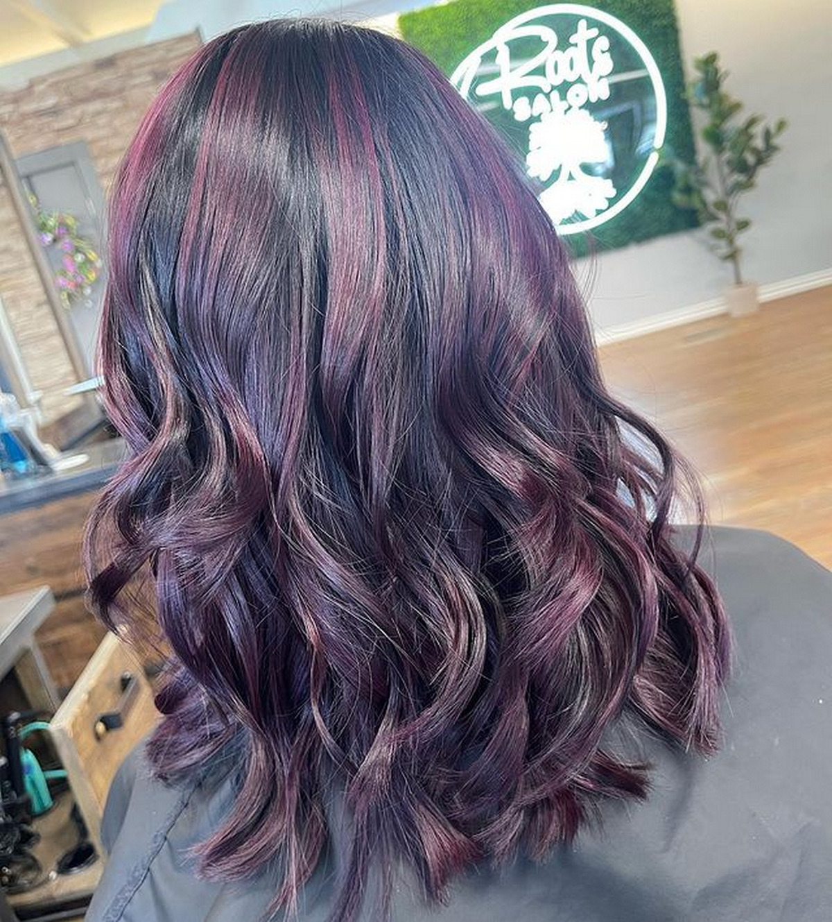 Medium-Length Hair With Purple Highlight