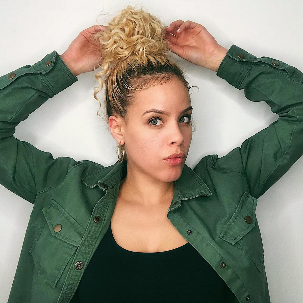 Blonde Curly Top Knot