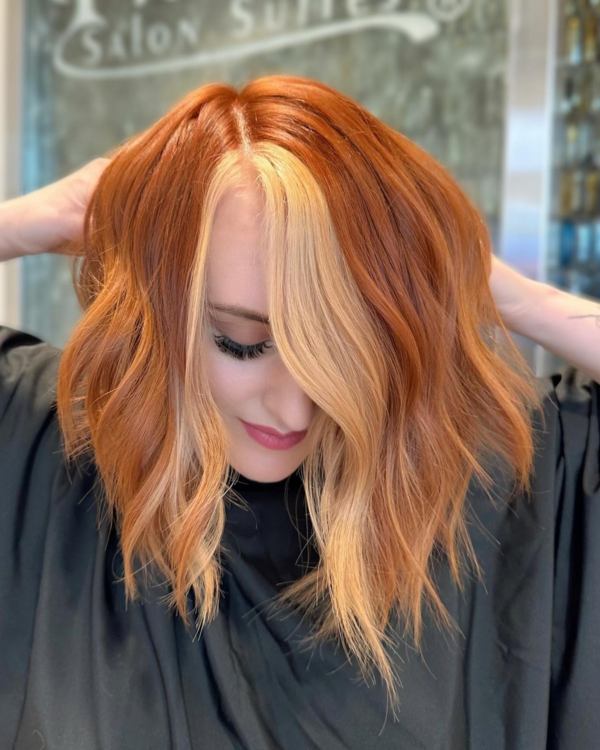 Copper Medium Bob With Blonde Money Piece