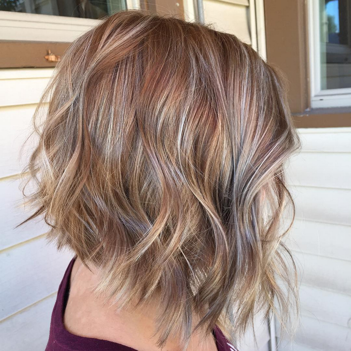 Wispy Brown Bob with Glimpses of Blonde