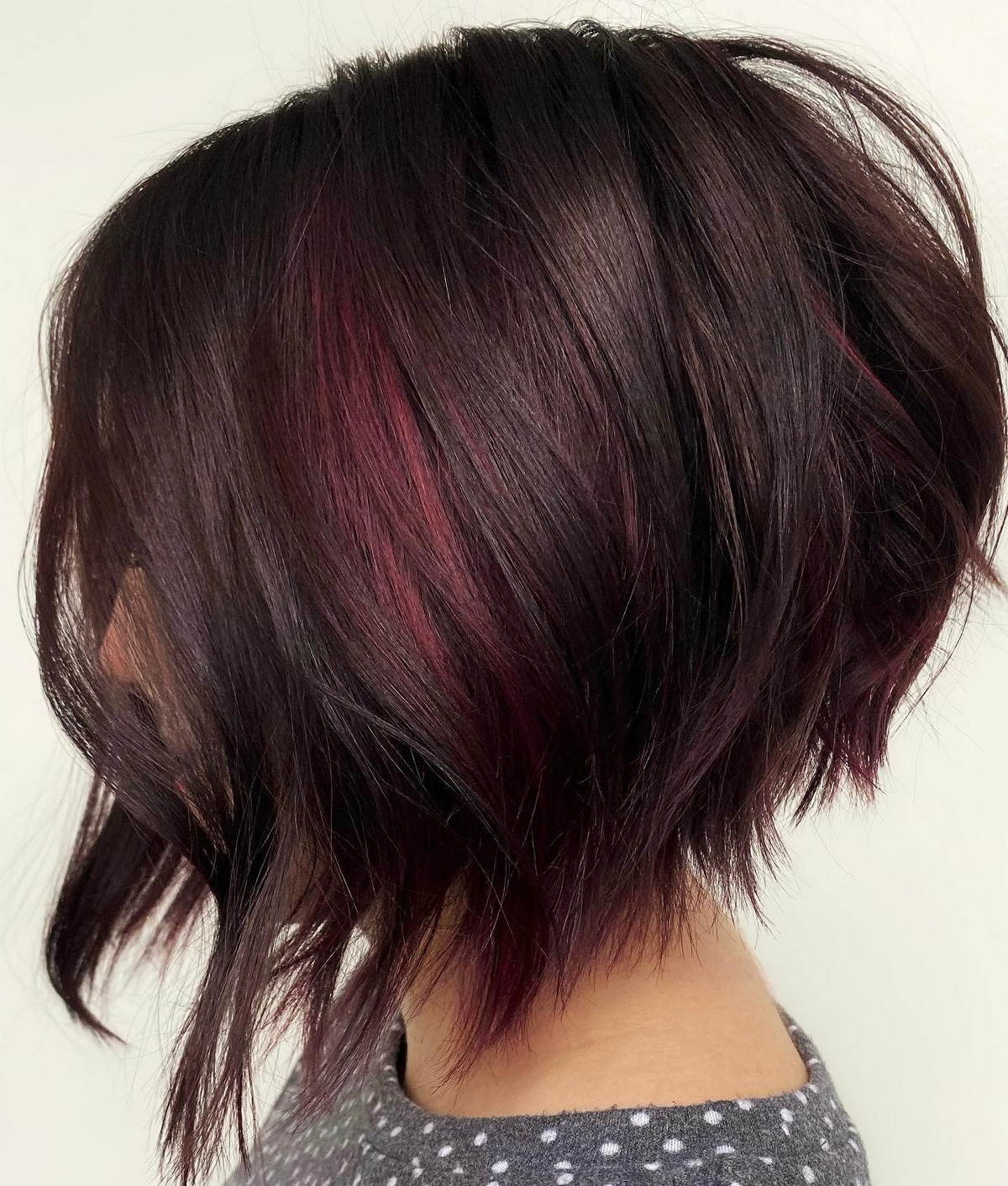 A-line Bob with Purple Highlights