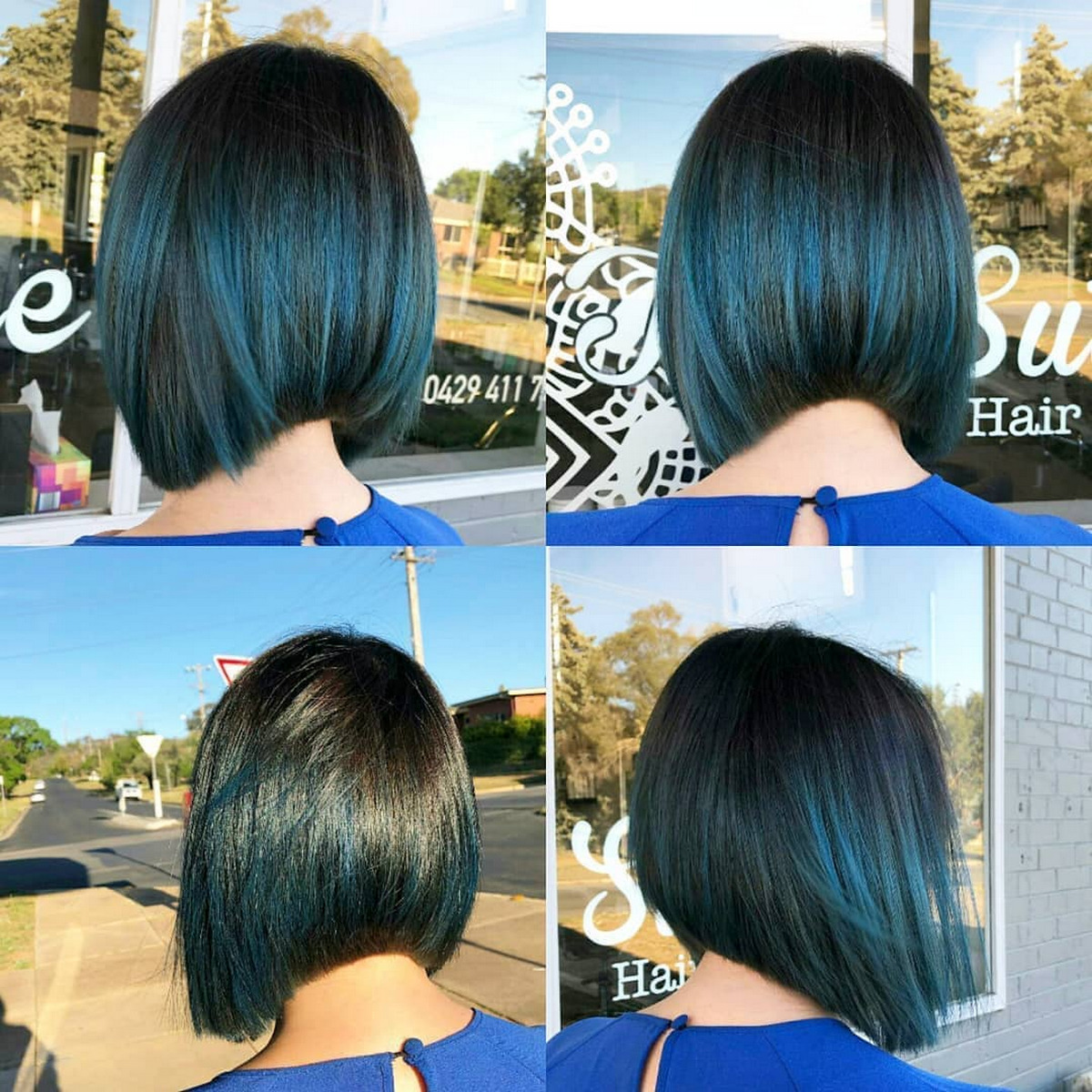 Blue Streamed A-Line Bob