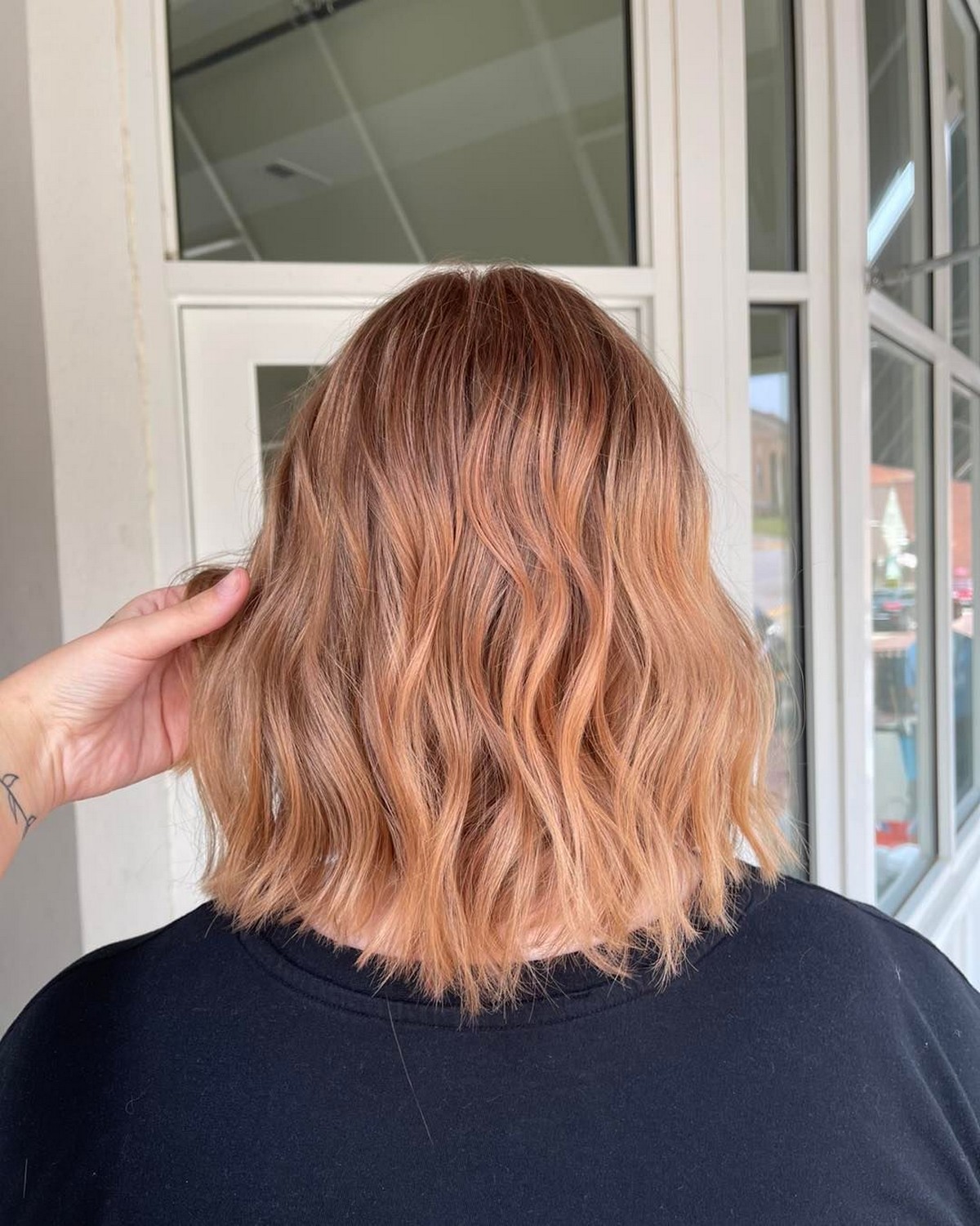 Strawberry Blonde On Shoulder-Length Bob