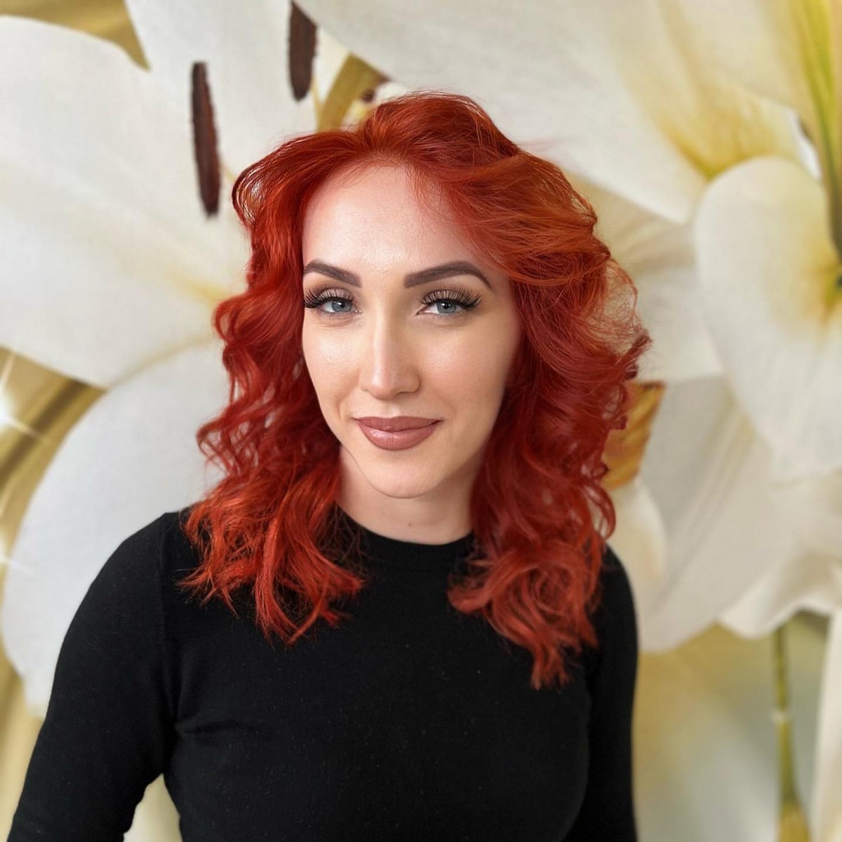 Fiery Red on Curly Hair