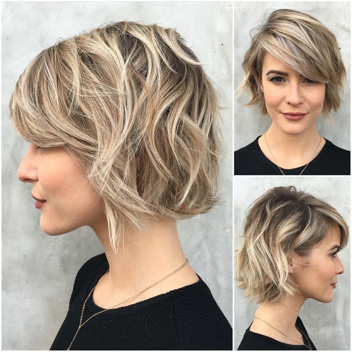 Jaw-Length Choppy Bob With Side Bangs