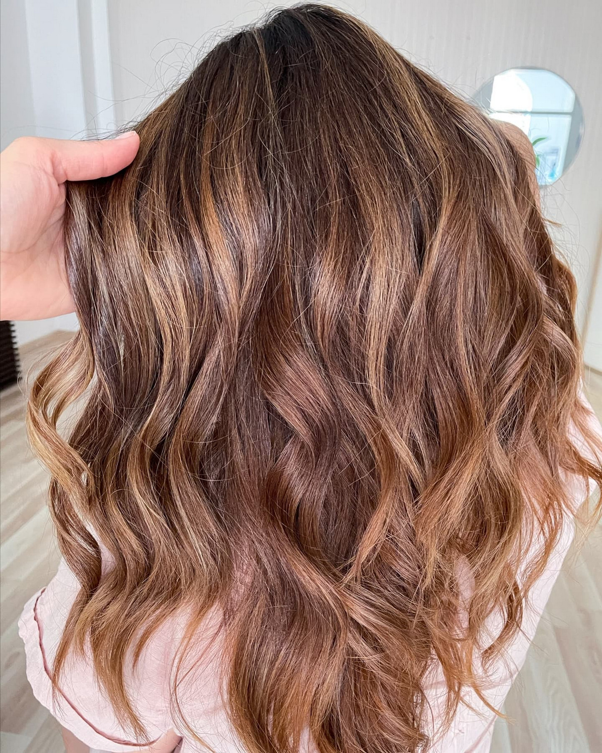 Chestnut Brown With Copper And Blonde Balayage 