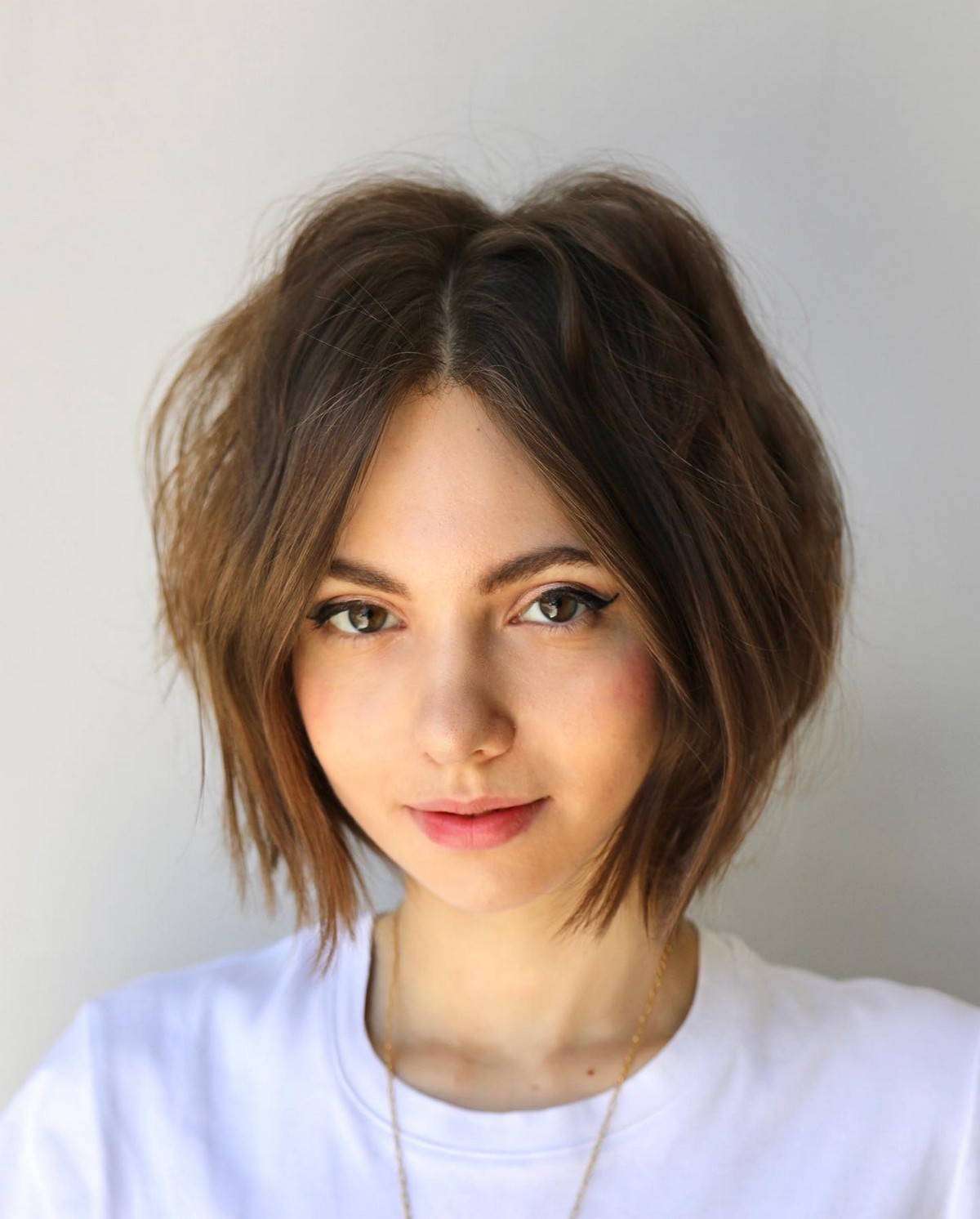 Middle-Parted Jaw-Length Tousled Bob