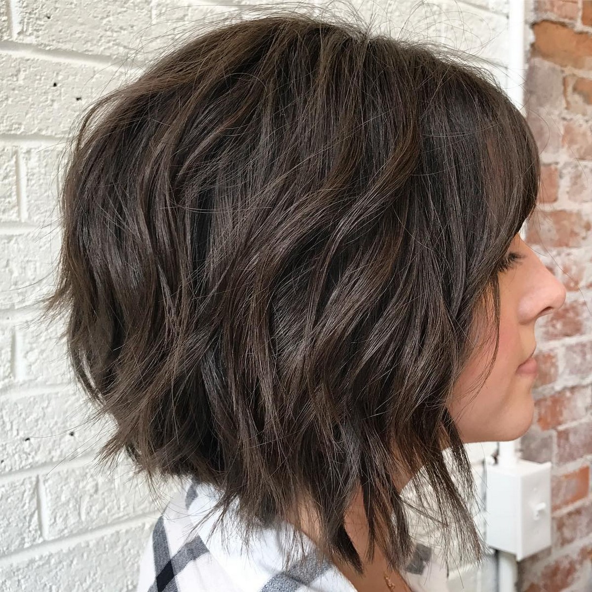 Brunette Bob With Light Choppy Layers