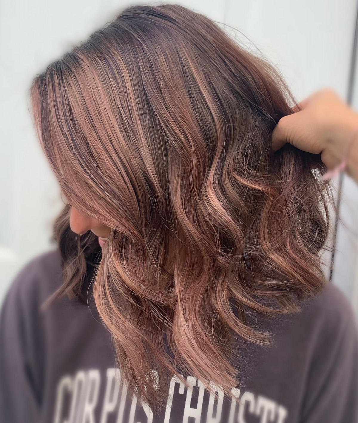 Mahogany Brown With Auburn And Caramel Balayage