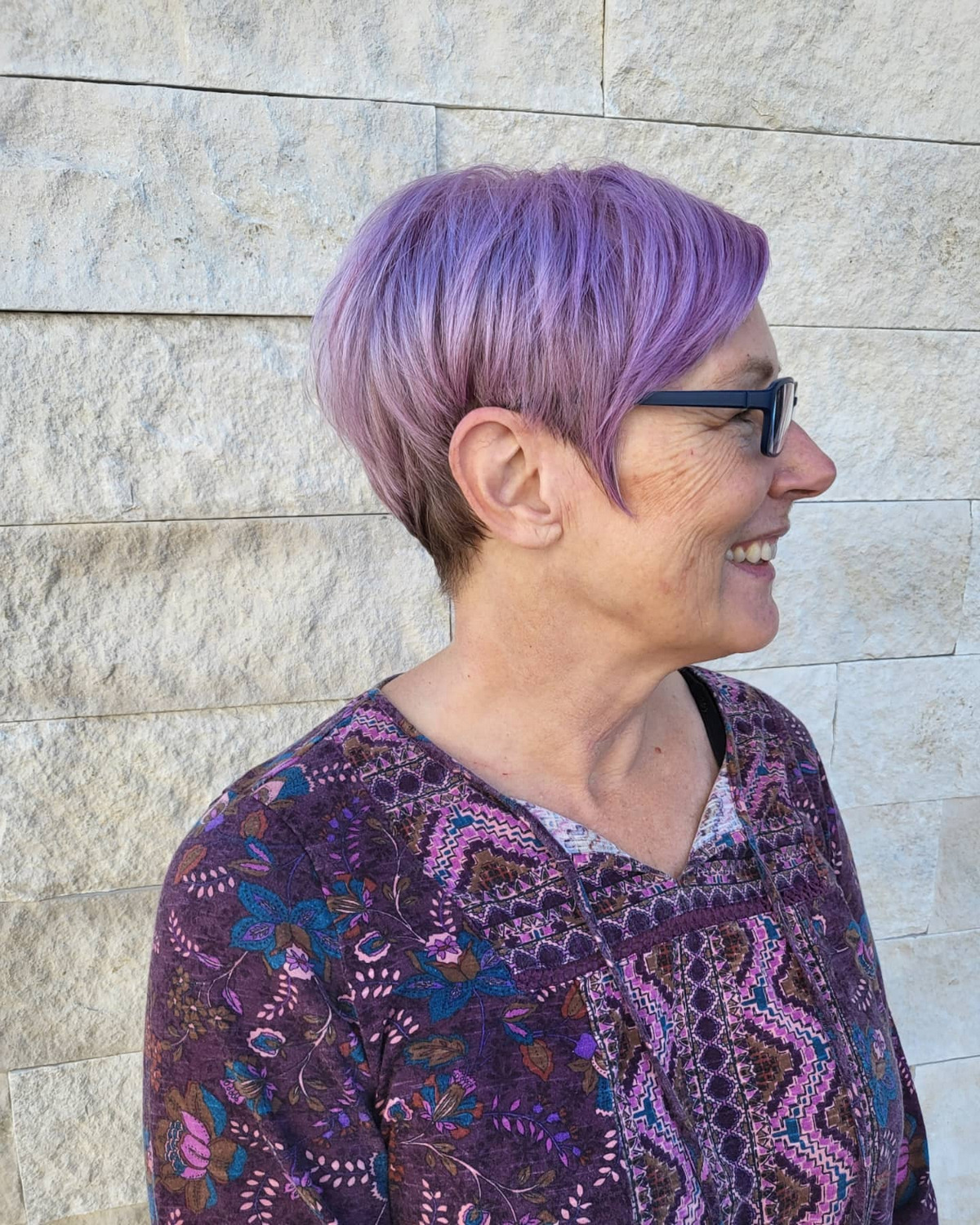 Pixie Cut With Lavender Color