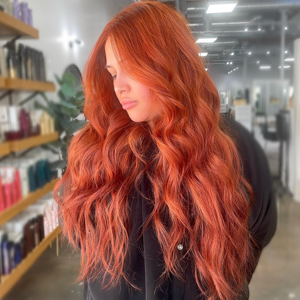 Copper Long Layered Haircut
