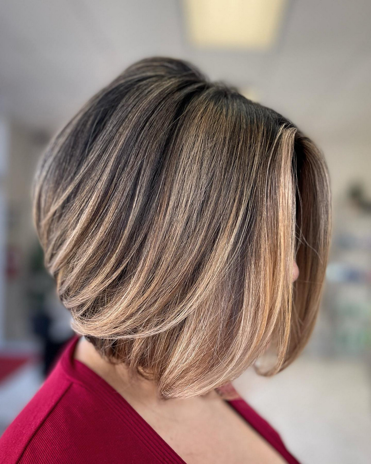 Layered Bob With Honey Highlights
