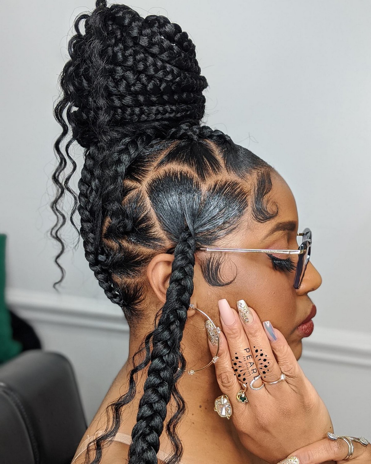 Heart And Triangle Knotless Braids Updo