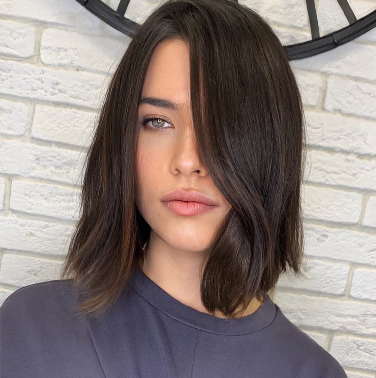 Shoulder Length Side Swept Bangs