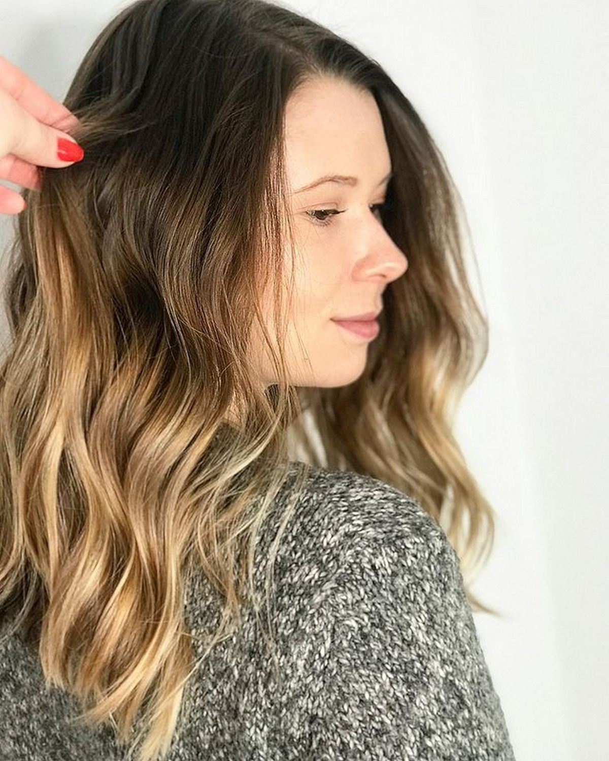 Lob Hair With Blonde Ombre