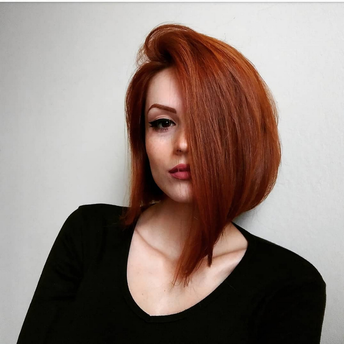 Auburn Straight Asymmetrical Bob