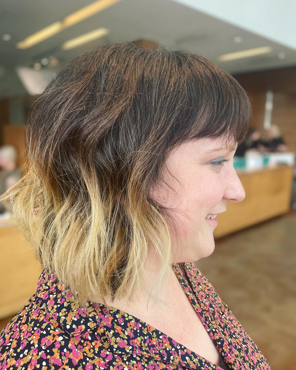 Dark Chocolate Balayage With Blonde Tips