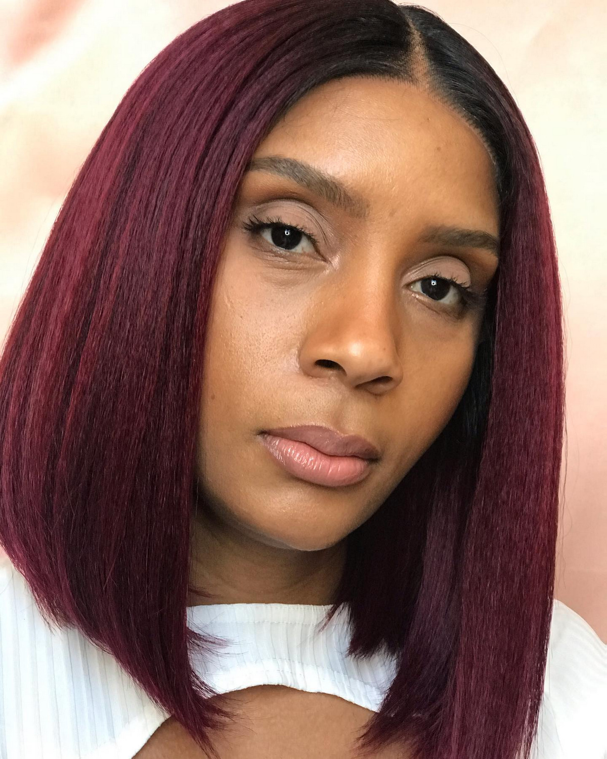Dark Red Highlights on A-Line Bob