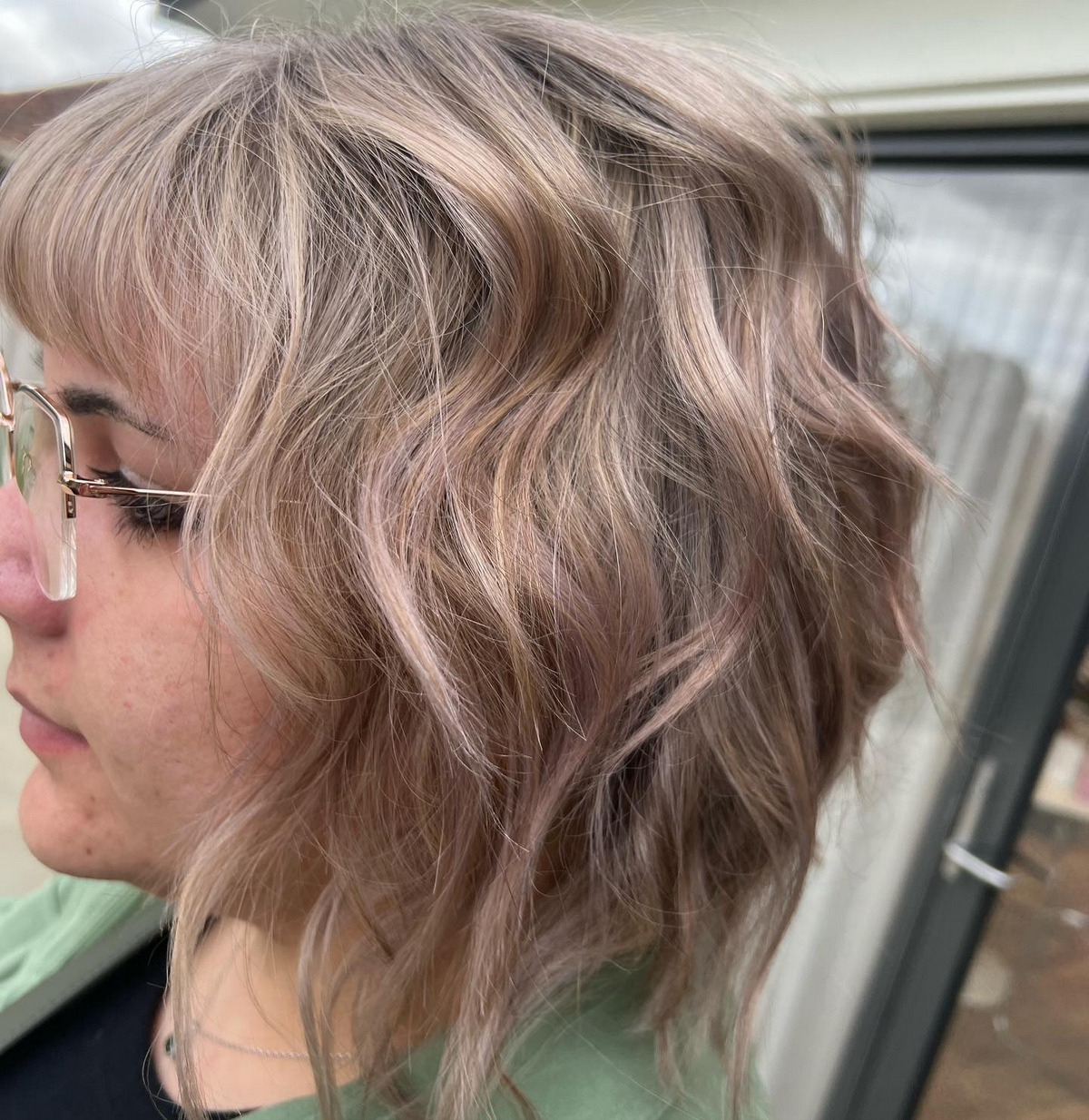 Long Layered Bob With Beige Tones
