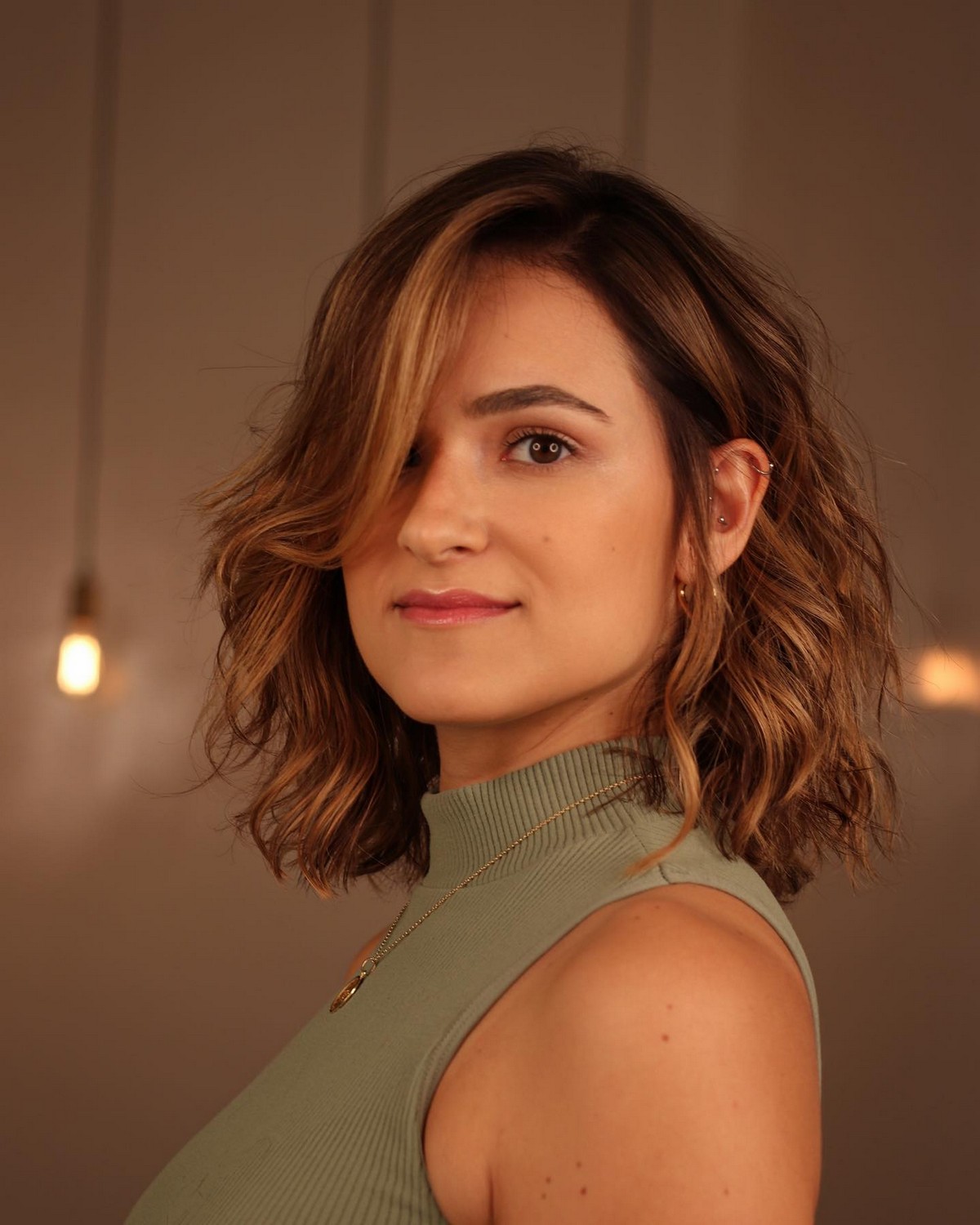 Medium Bob With Side Swept Bangs