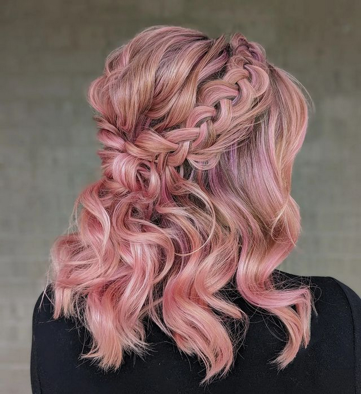 Half-Up Braided Pink Hair