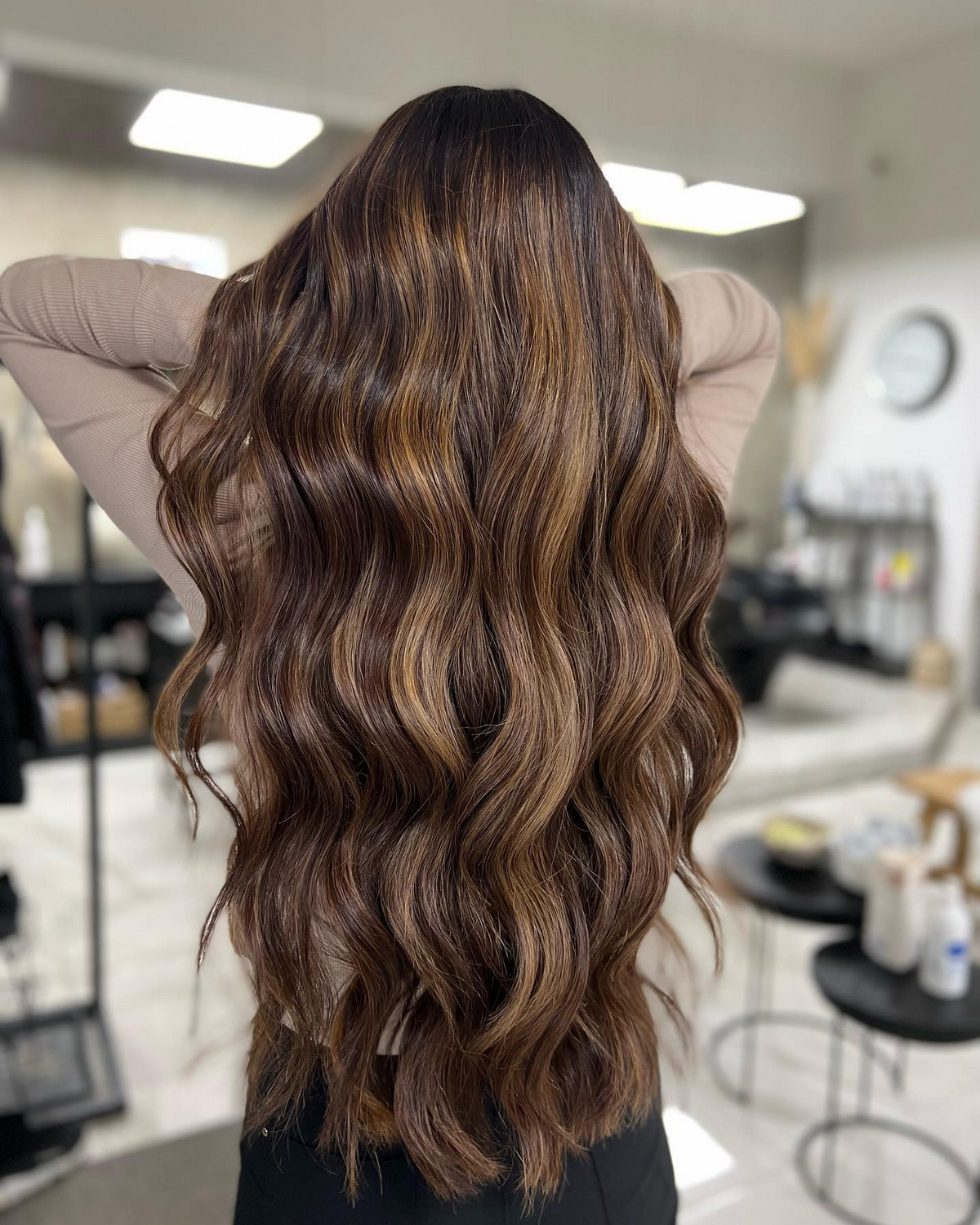 Mocha Cappuccino Balayage With Light Brown Highlights