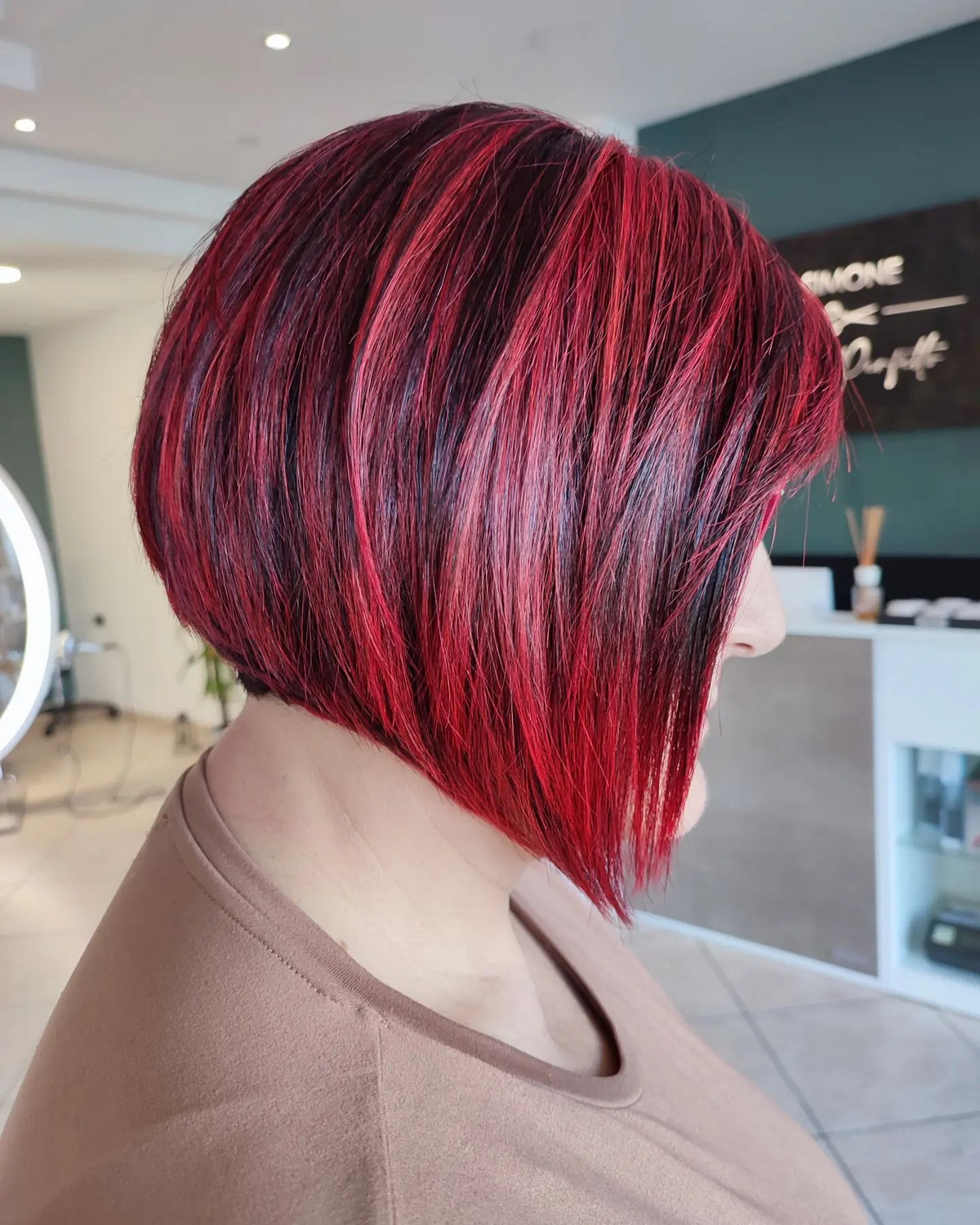 Red Tapered A-Line Bob