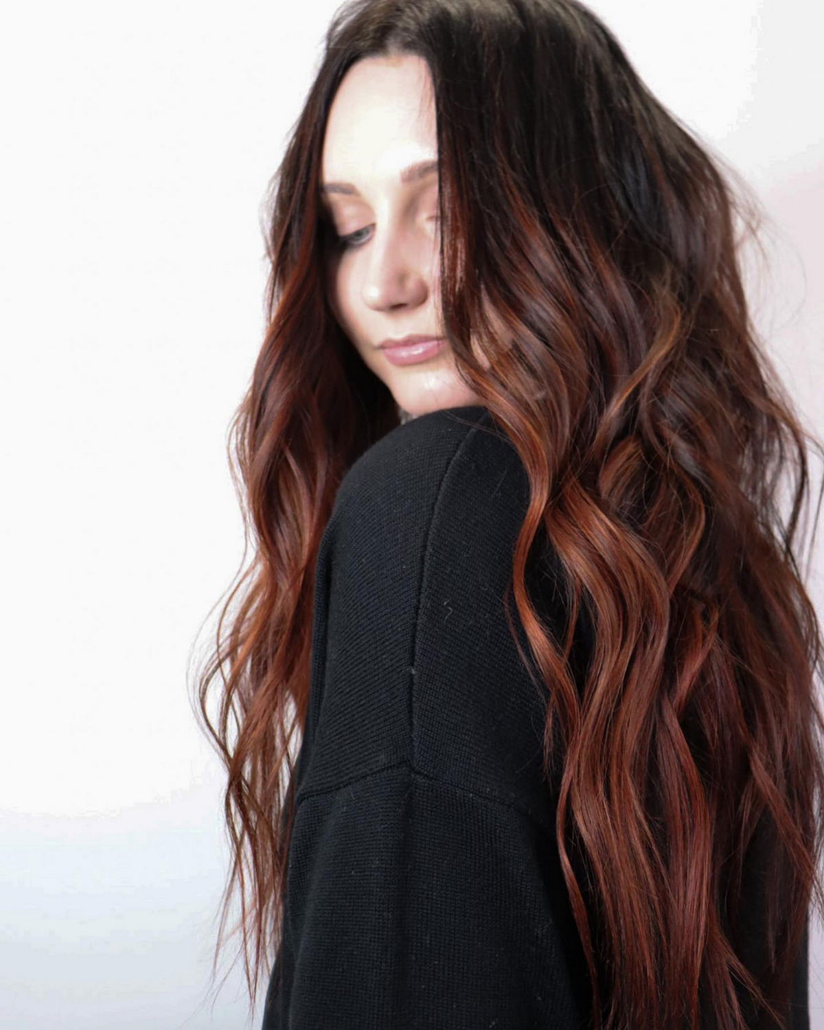 Walnut Melt Balayage With Auburn Highlights