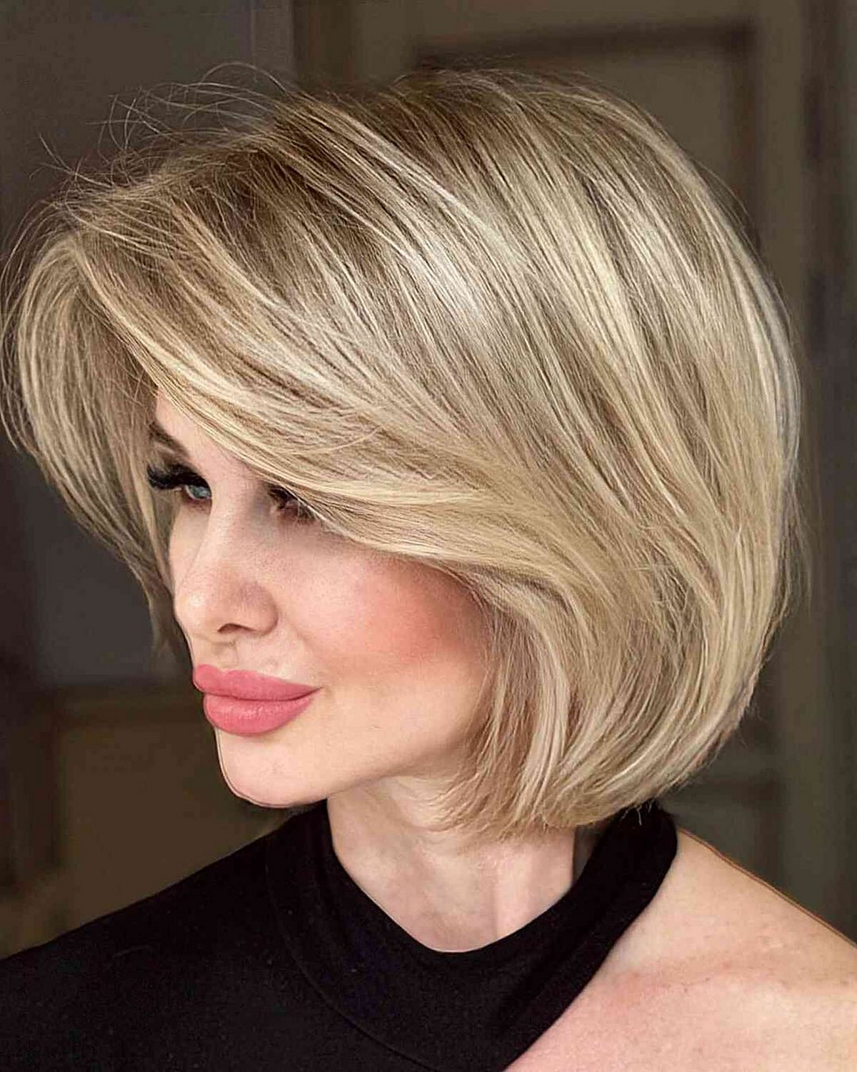 Layered Bob With Long Curtain Bangs
