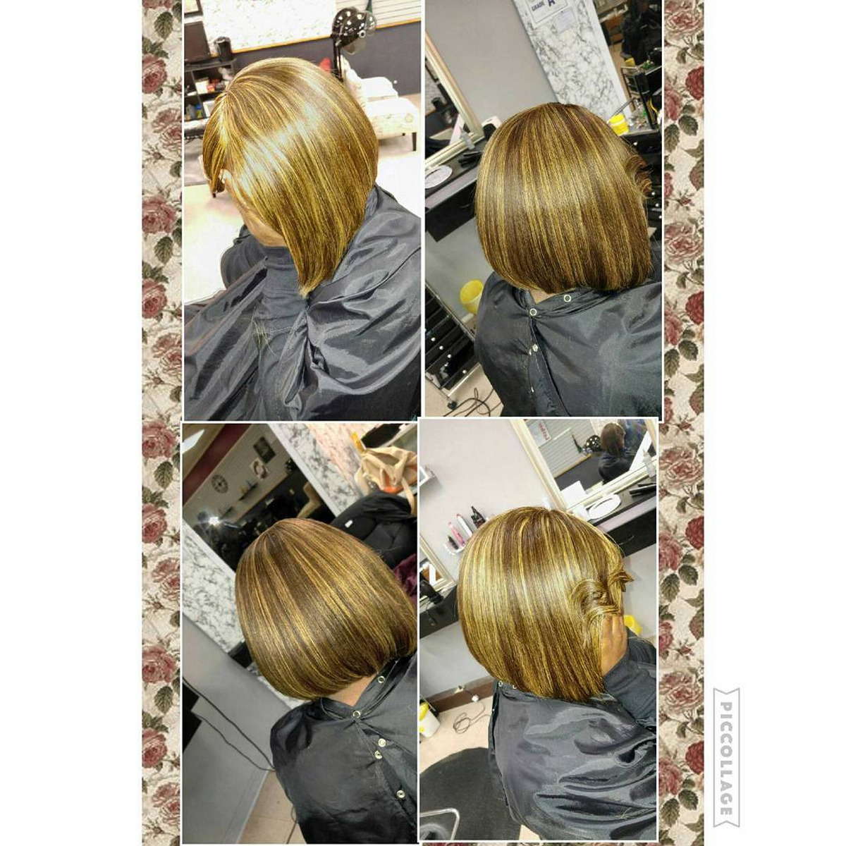 Short Caramel-Streaked A-Line Bob