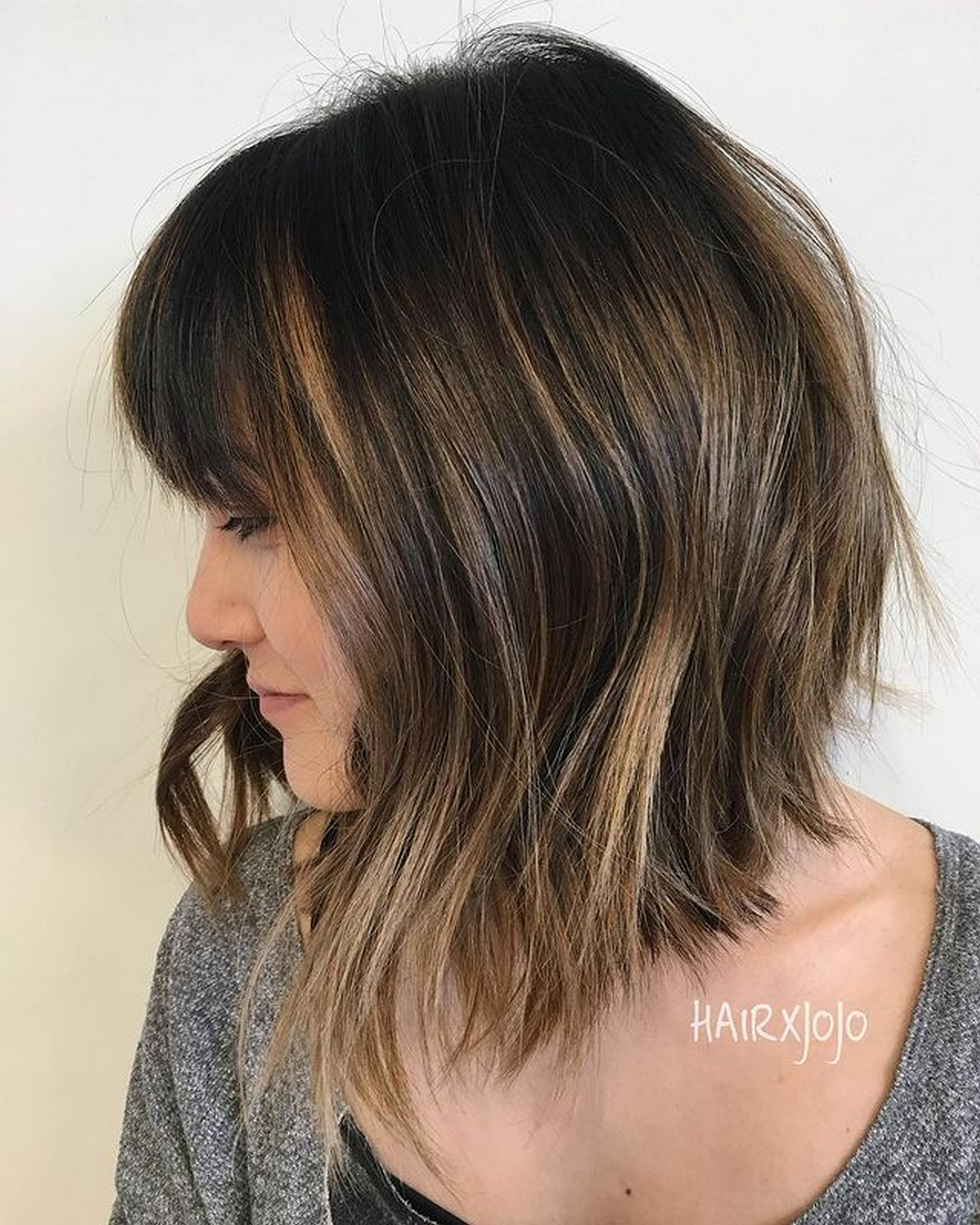 Textured Crop Lob With Partial Balayage