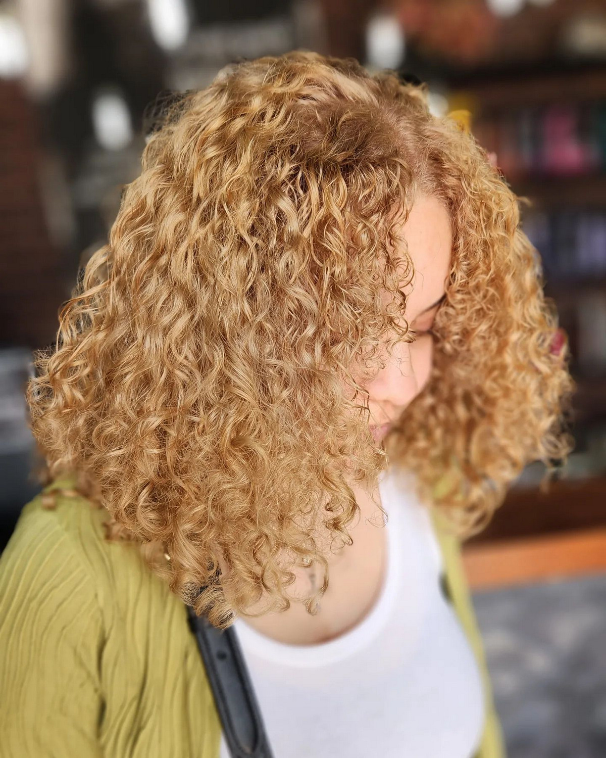Honey Blonde Curly Hair