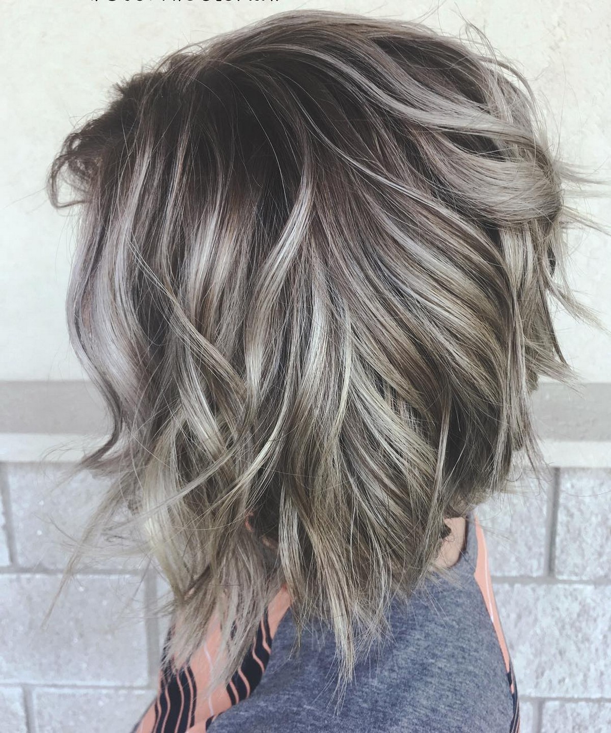 Gray Brown Inverted Choppy Bob